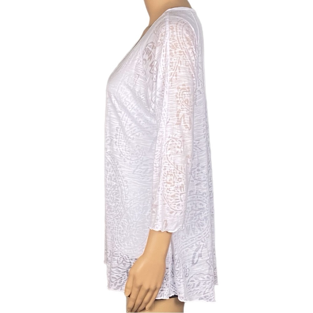 MIRACLEBODY by MIRACLESUIT white burnout fabric top over slimming tank top Large - Picture 5 of 13